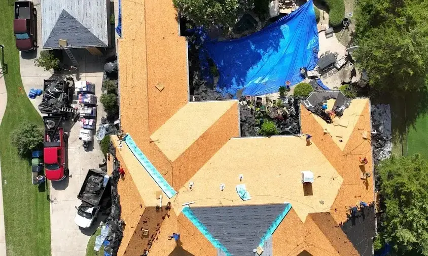 Professional Storm Damage Roof Repair being performed in Austin